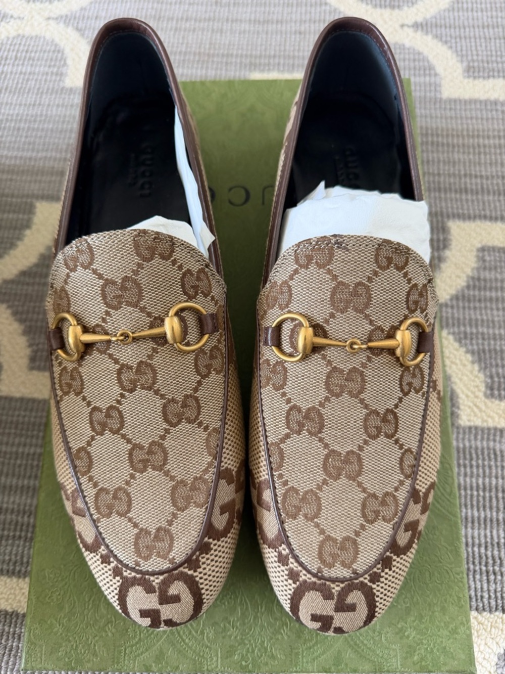 Gucci Jordaan GG Canvas Horsebit Loafers - Picture 5 of 8